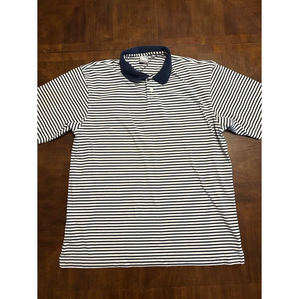 Nike Striped Golf Polo Shirt Men XL Blue White Contrast Collar Dri-Fit